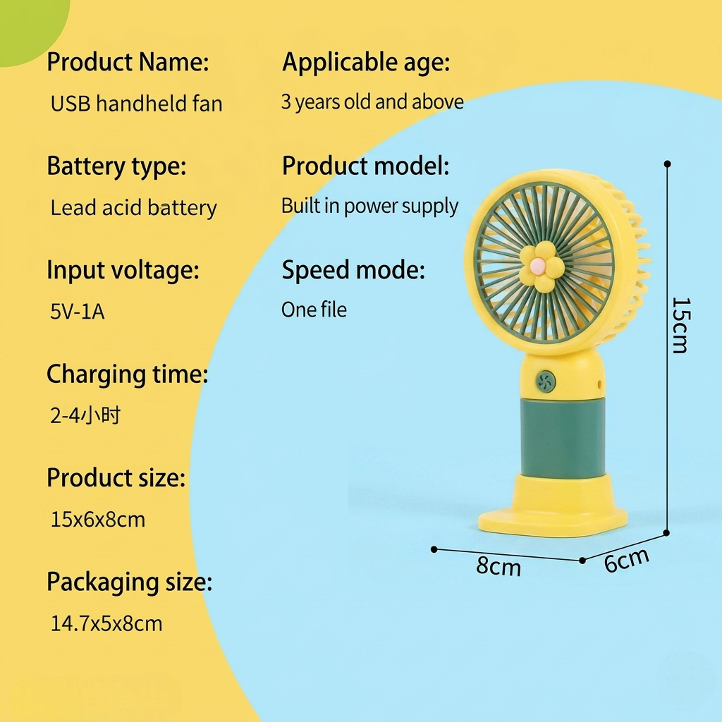 Portable Mini USB Rechargeable Handheld Fan with Stand | Cute Flower Desktop Cooling Fan