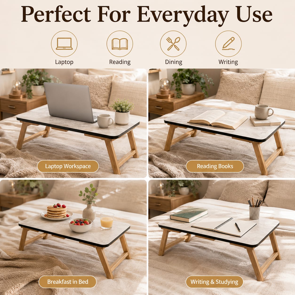 Multi-Purpose Wooden Folding Laptop & Study TableMulti-Purpose Wooden Folding Laptop & Study Table