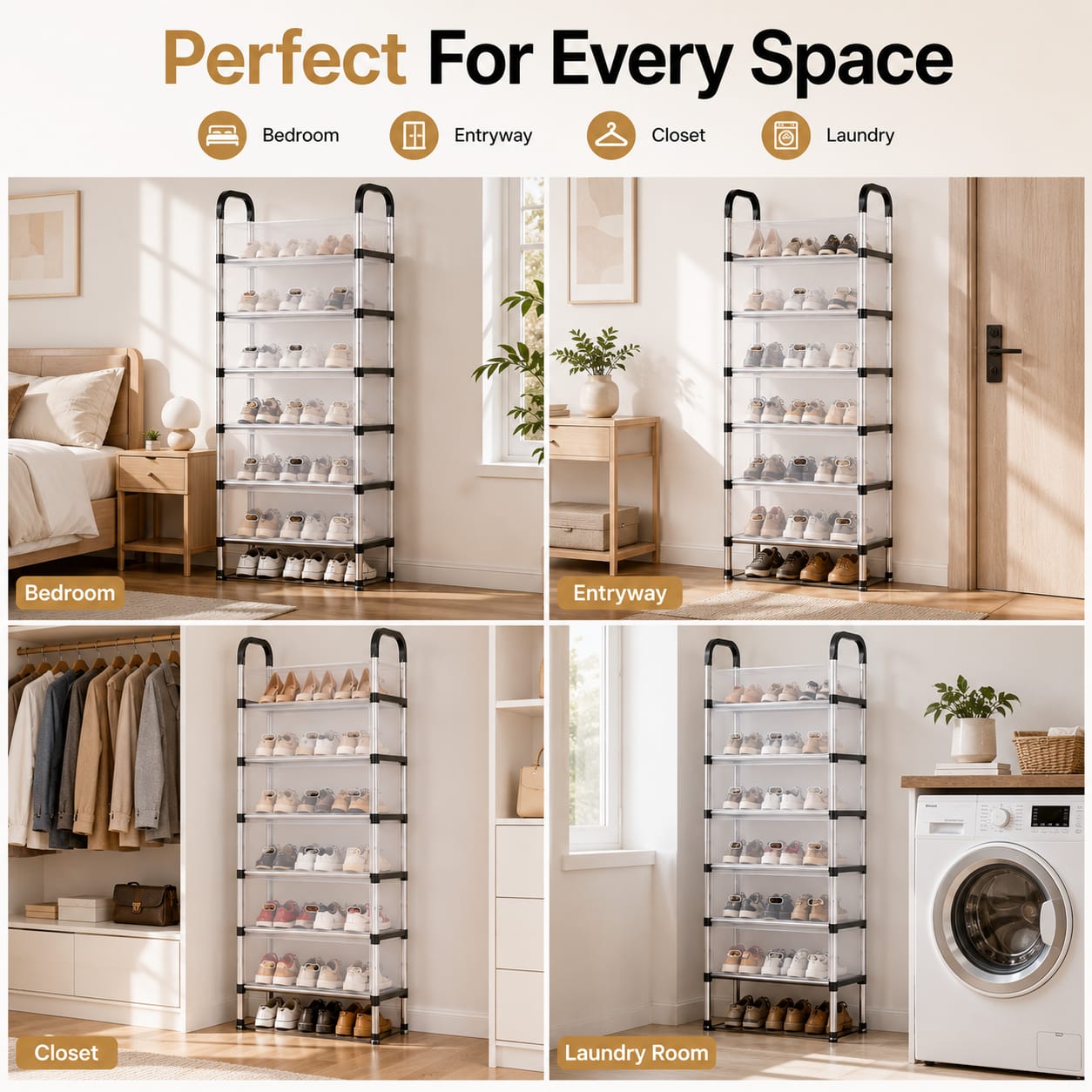 Modern Multi-Layer Shoe Storage Rack with Dustproof Cover