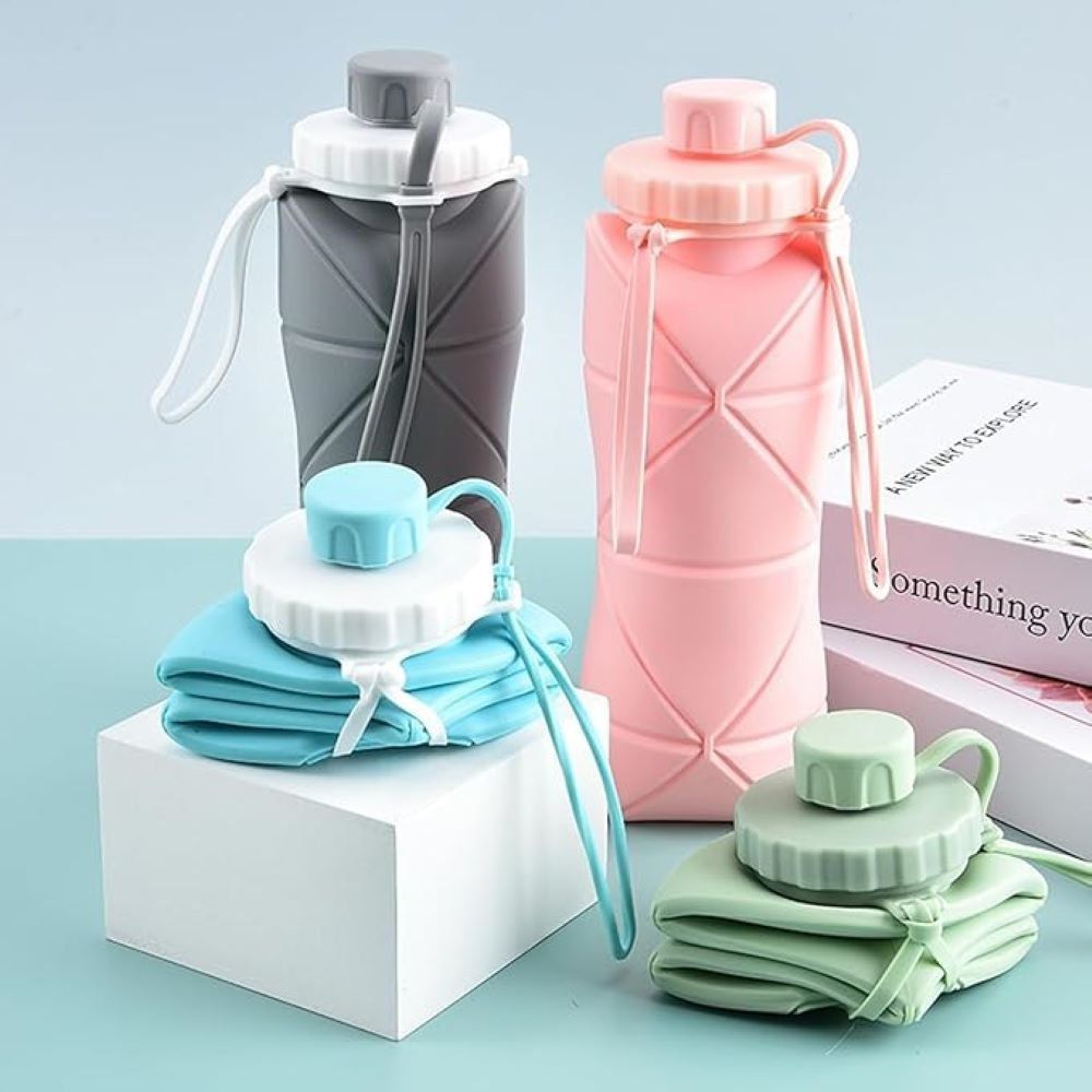 Premium Foldable Silicone Water Bottle | Leakproof Collapsible Travel Sports Bottle