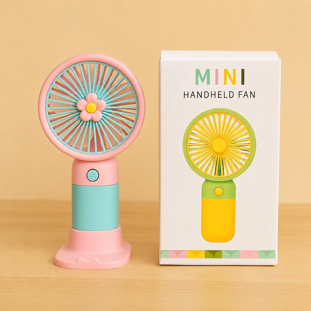 Portable Mini USB Rechargeable Handheld Fan with Stand | Cute Flower Desktop Cooling Fan