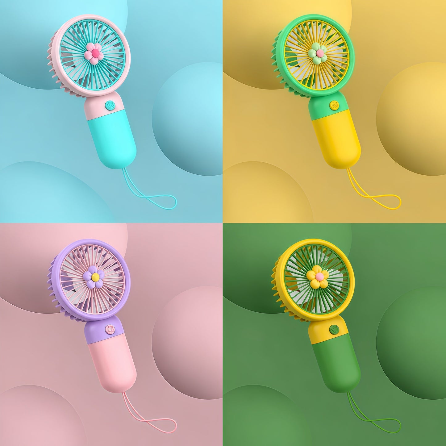 Portable Mini USB Rechargeable Handheld Fan with Stand | Cute Flower Desktop Cooling Fan