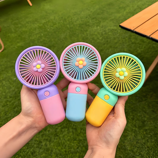 Portable Mini USB Rechargeable Handheld Fan with Stand | Cute Flower Desktop Cooling Fan