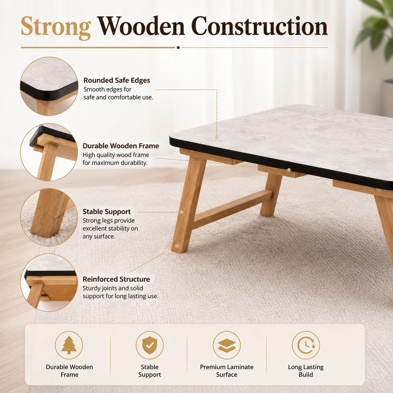 Multi-Purpose Wooden Folding Laptop & Study TableMulti-Purpose Wooden Folding Laptop & Study Table