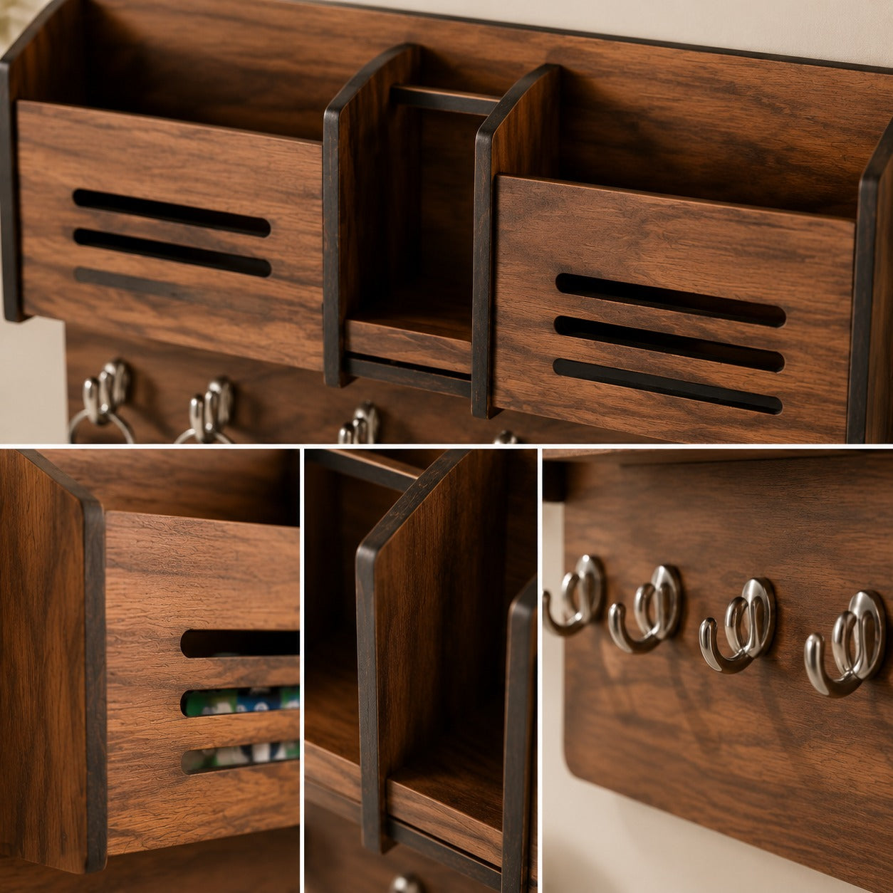 Multipurpose Wooden Key Holder – Decorative Wall Key Hanger