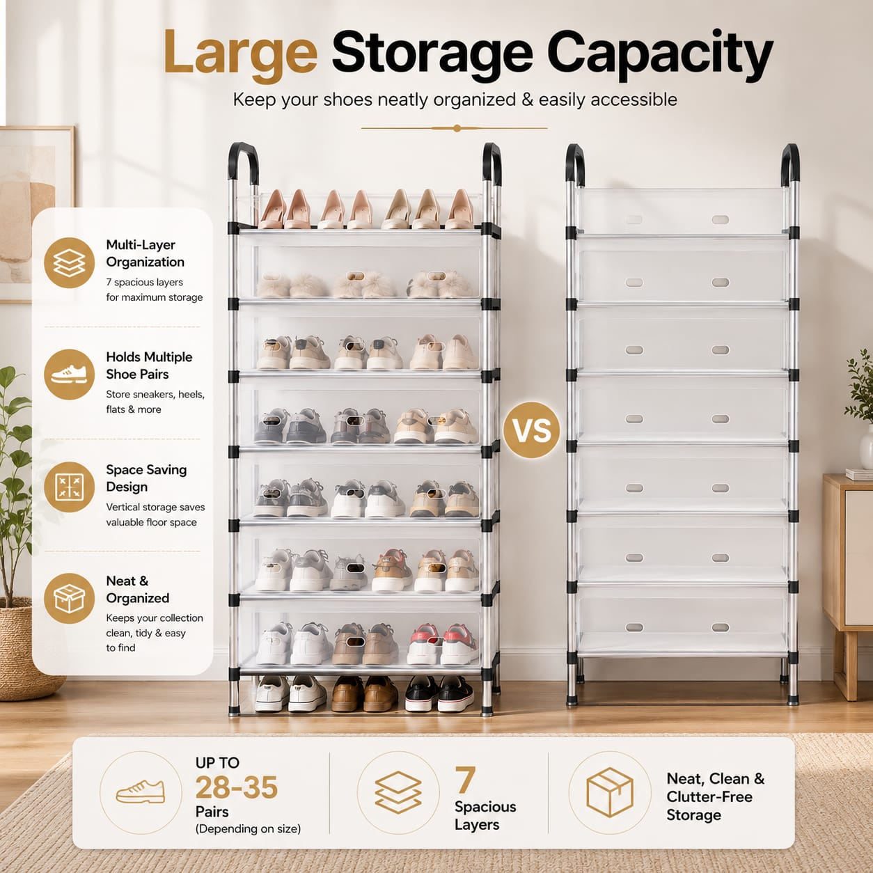 Modern Multi-Layer Shoe Storage Rack with Dustproof Cover