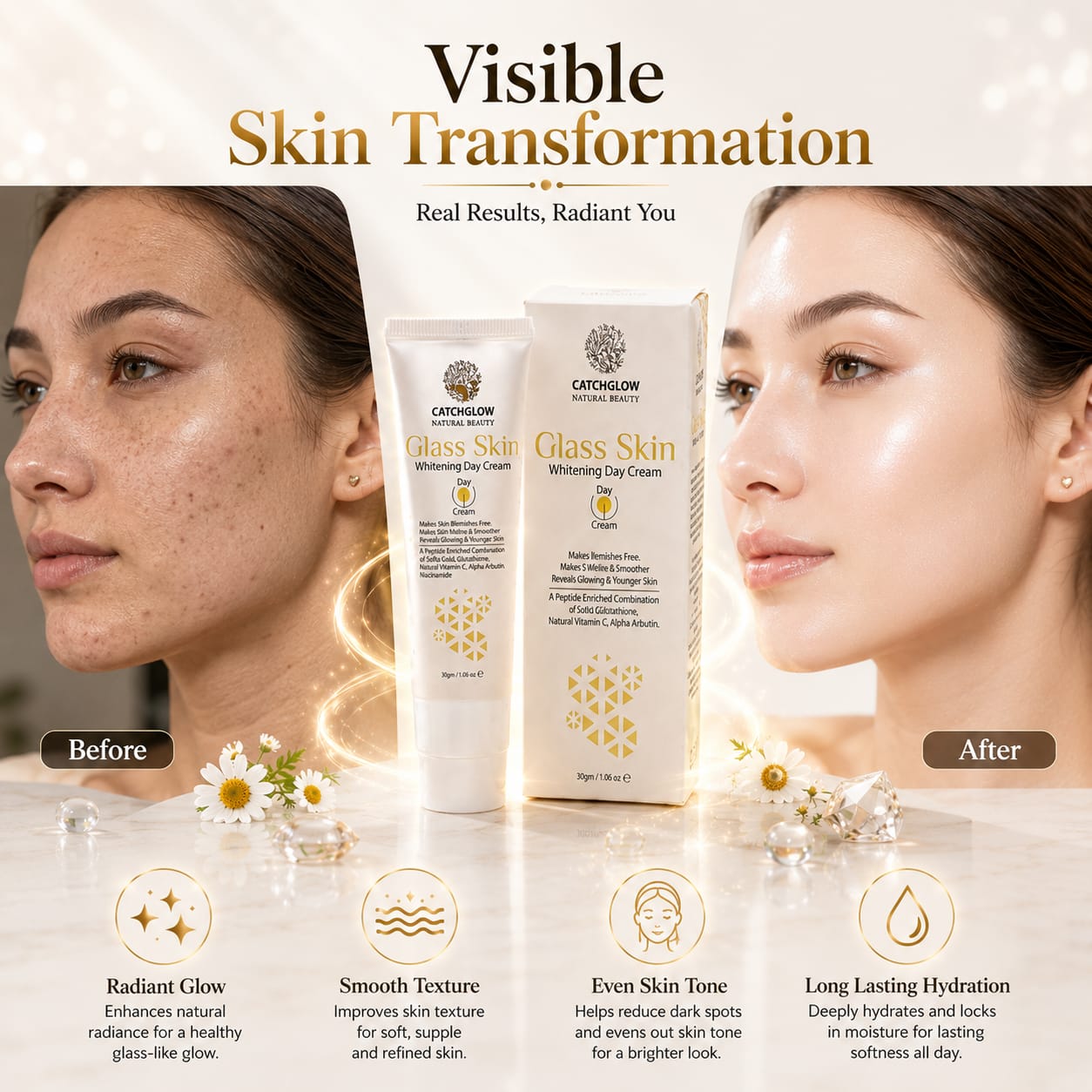 Catchglow Glass Skin Day Cream 30g – Radiant Glow Moisturizing Cream