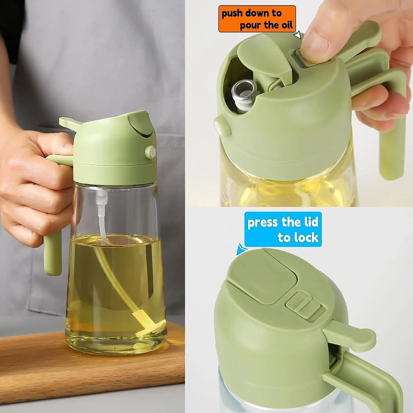 Premium Olive Oil Spray Bottle with Measuring Scale for Cooking, Baking & BBQ