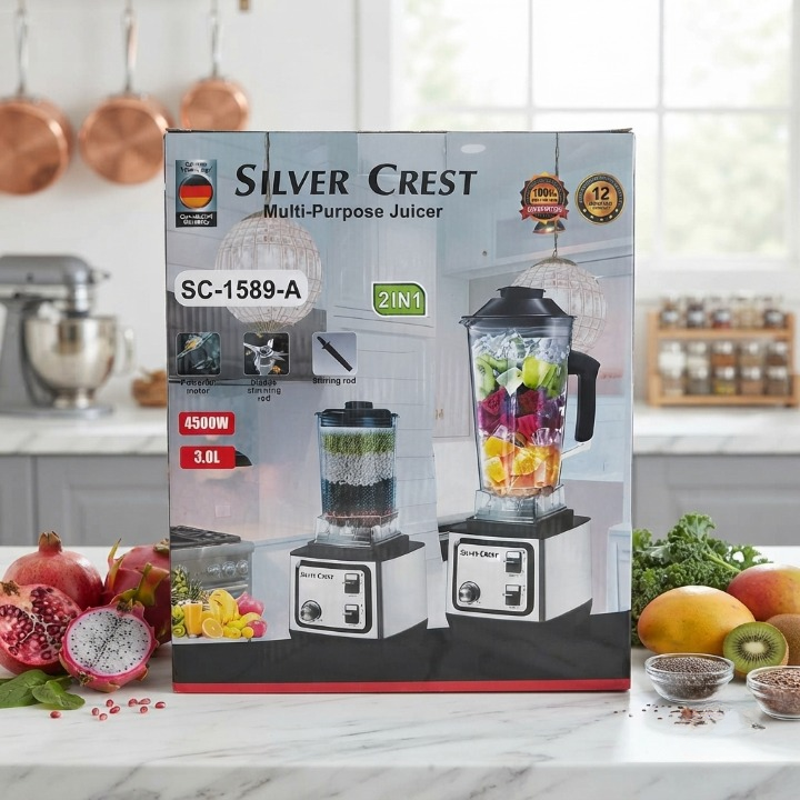 Silver Crest Multifunction Blender & Grinder – High-Power Electric Mixer, Juicer & Dry Grinding Machine
