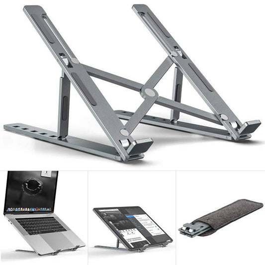 Adjustable Foldable Aluminum Laptop Stand – Ergonomic Portable Laptop Holder for Desk